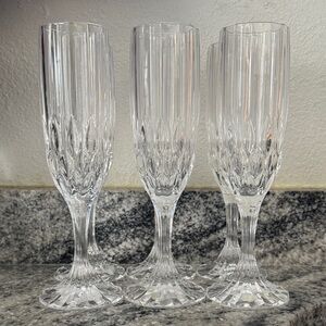 6 Cristal d'Arques-Durand BRETAGNE Elegant Crystal Champagne Flutes France